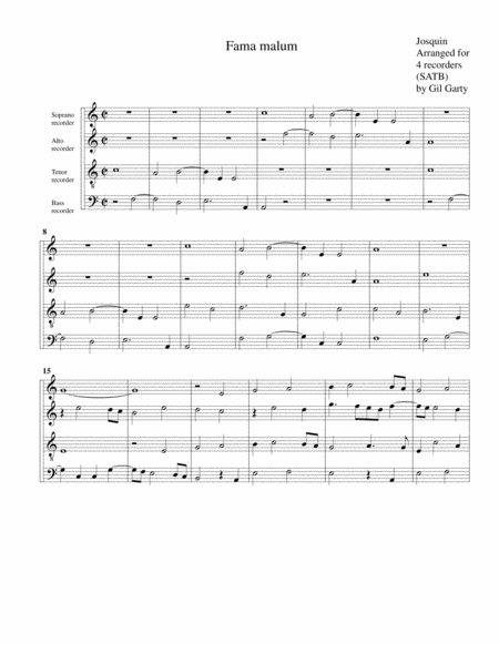 Fama malum (arrangement for 4 recorders)