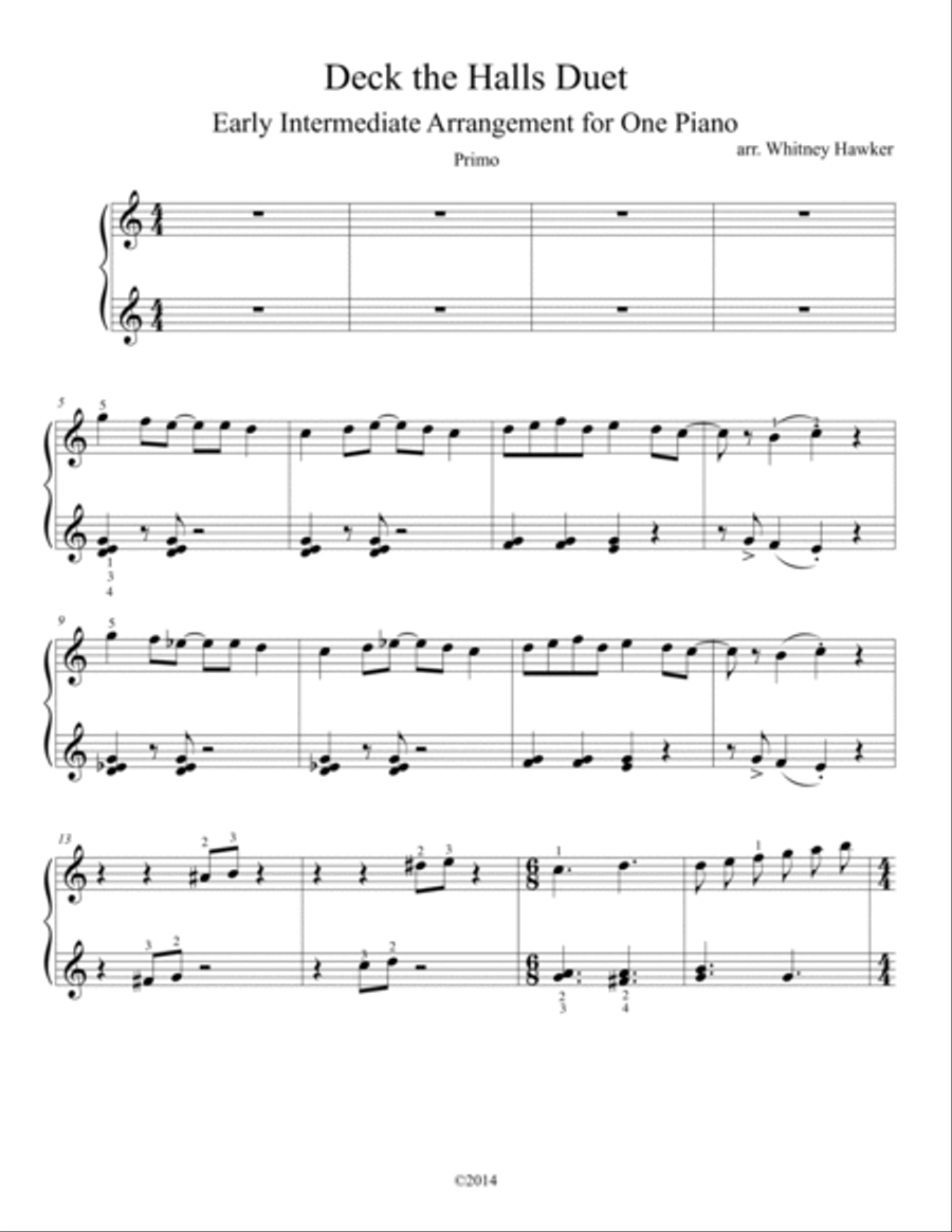 Deck The Halls Piano Duet 1 Piano, 4-Hands scores gallery preview page 2