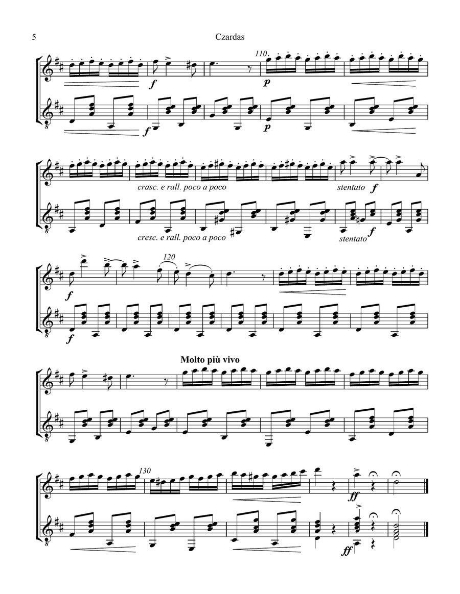 Czardas for flute and guitar Flute scores gallery preview page 6