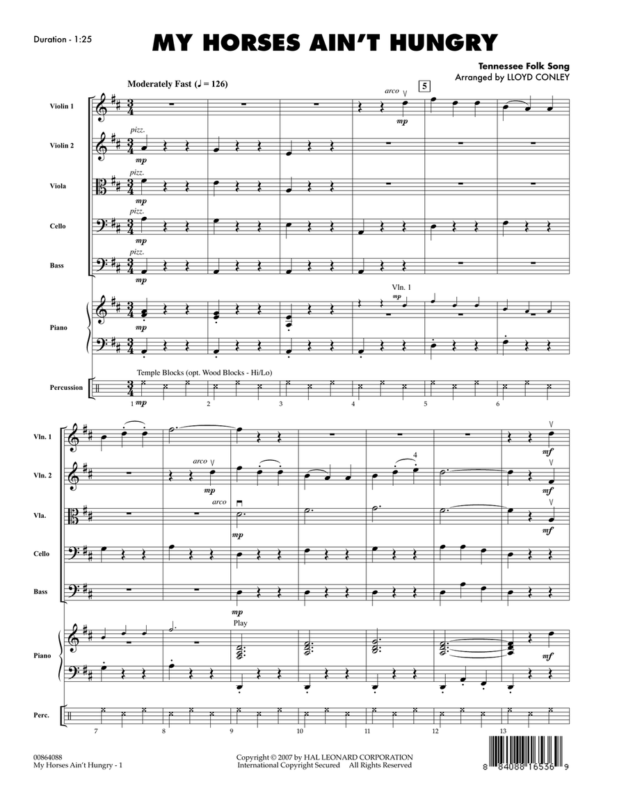My Horses Ain't Hungry - Full Score String Orchestra scores gallery preview page 1