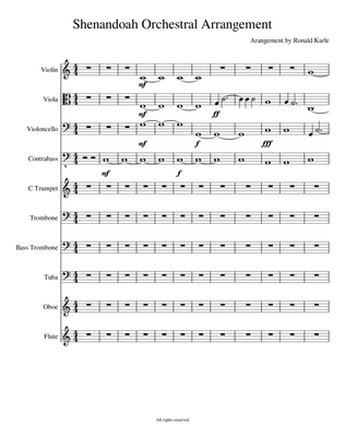Shenandoah Orchestral Arrangement - Score Only
