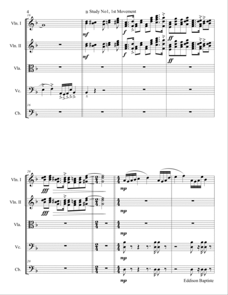 Study No1, 1st Movement ALLEGRO BRILLANTE String Orchestra scores gallery preview page 4