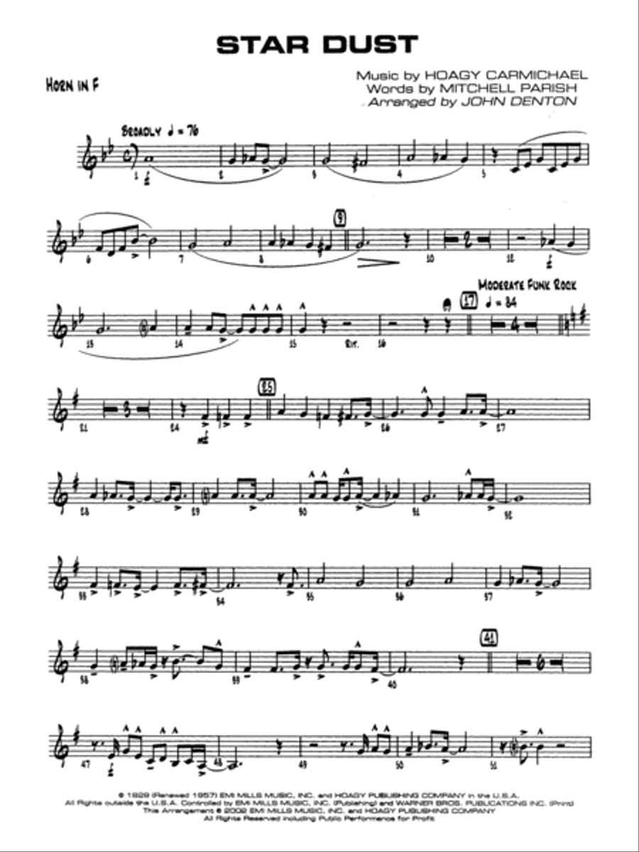 Star Dust: 1st F Horn Star Dust: 1st F Horn Jazz Ensemble scores gallery preview page 1