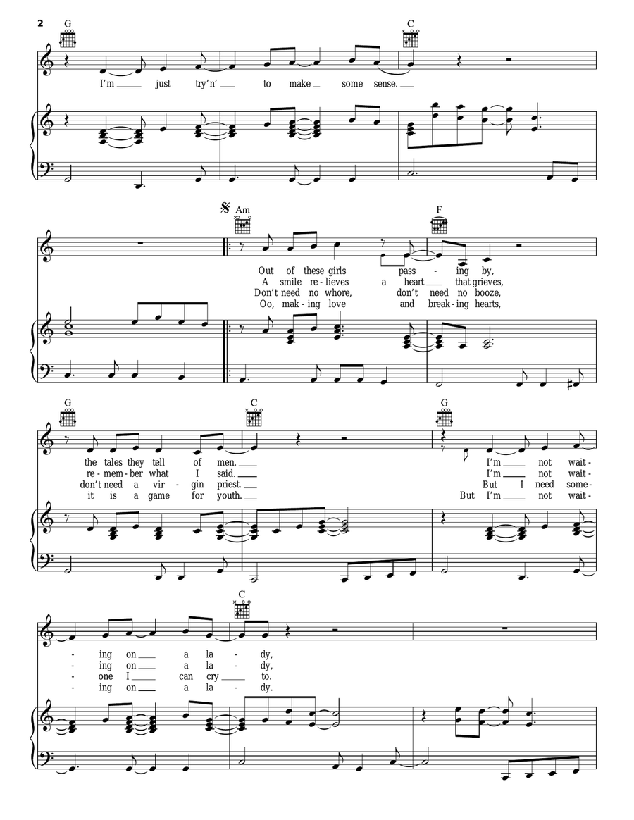Waiting On A Friend Waiting On A Friend Piano, Vocal, Guitar scores gallery preview page 2