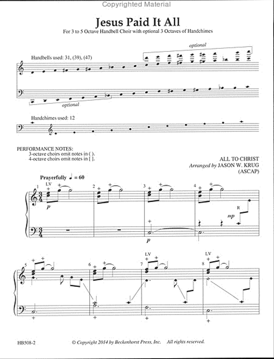 Jesus Paid It All - Krug 5-Octaves scores gallery preview page 2