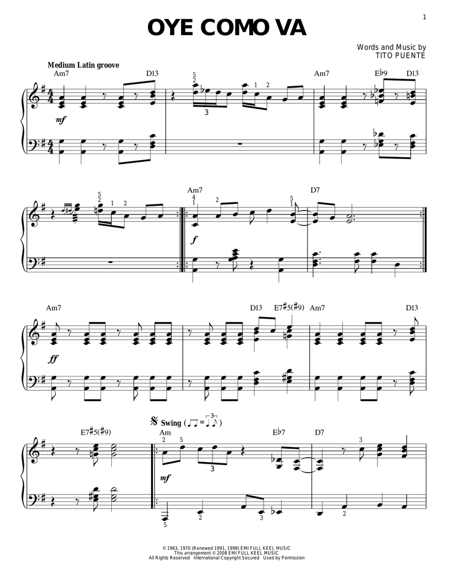Oye Como Va [Jazz version] (arr. Brent Edstrom)