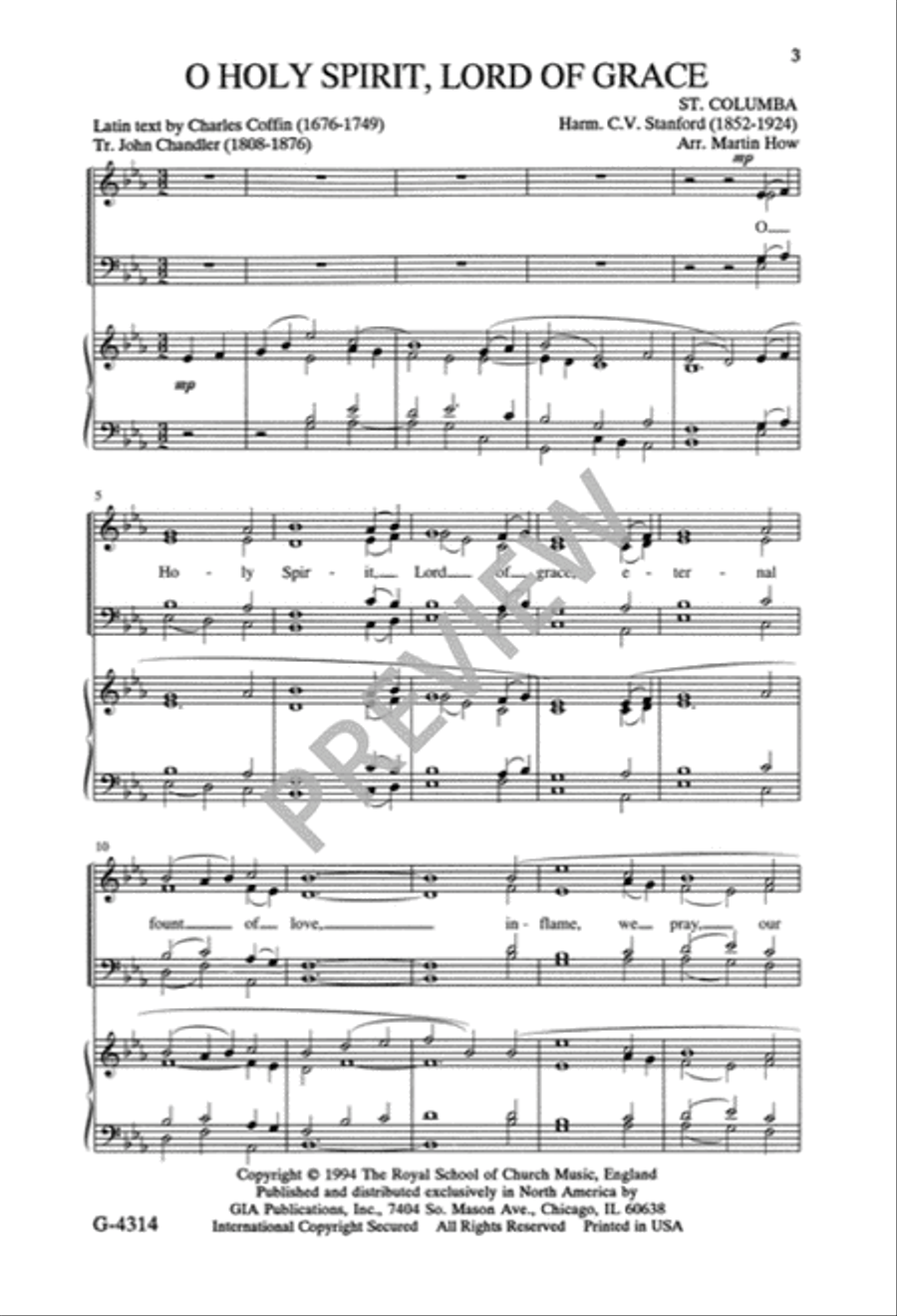 O Holy Spirit, Lord of Grace 4-Part scores gallery preview page 4