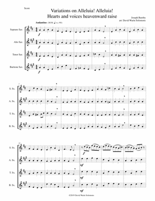 Variations on Alleluia! Alleluia! Hearts and voices heavenward raise for saxophone quartet