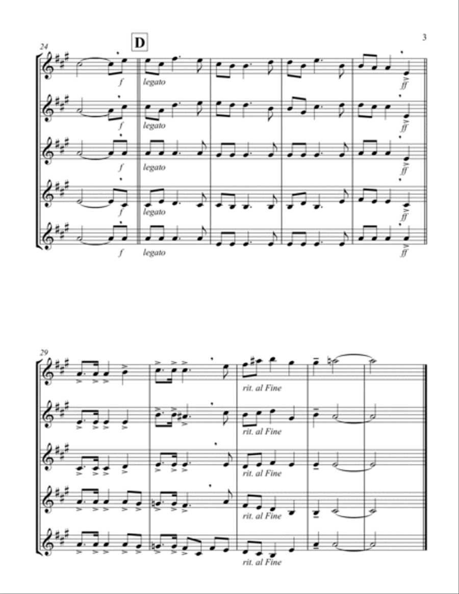 O Christmas Tree (G) (Tenor Saxophone Quintet) Saxophone Quintet scores gallery preview page 3