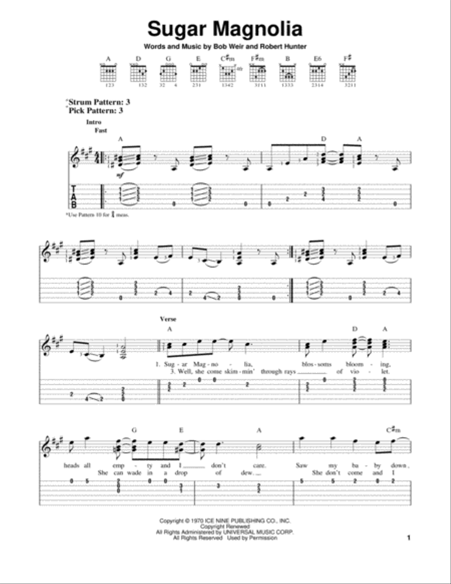 Sugar Magnolia Acoustic Guitar scores gallery preview page 1