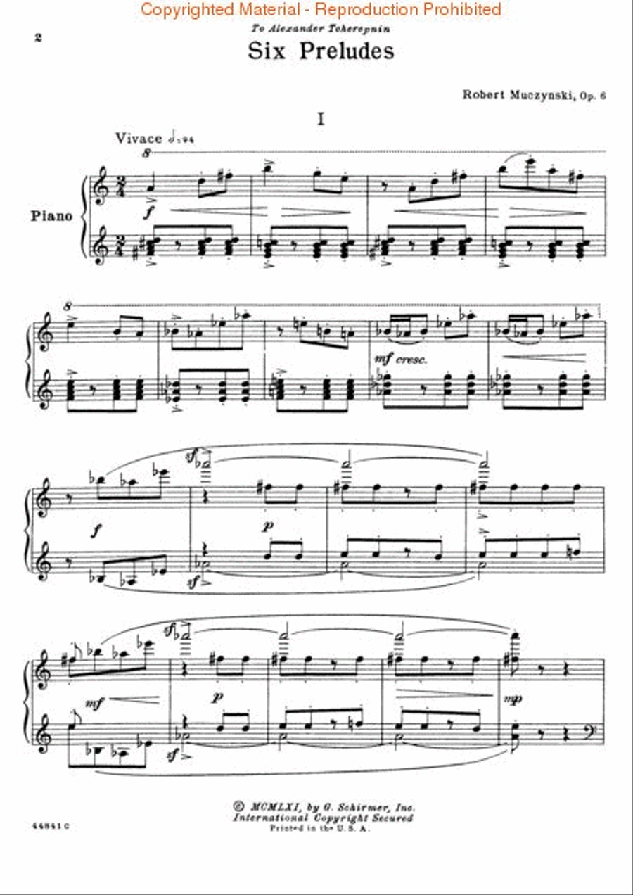 Six Preludes, Op. 6 Piano Solo scores gallery preview page 2