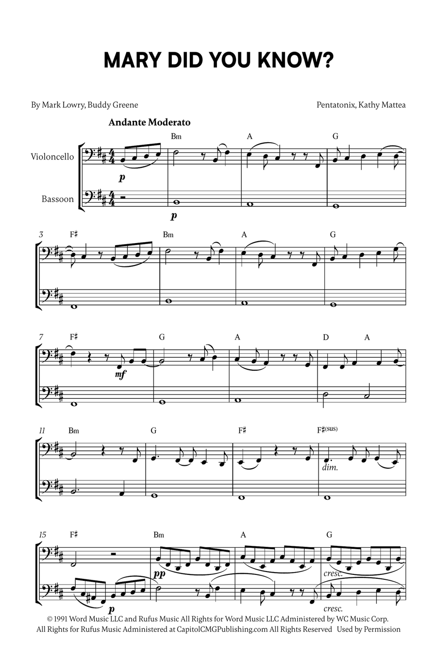 Mary, Did You Know? Mary, Did You Know? Bassoon scores gallery preview page 1