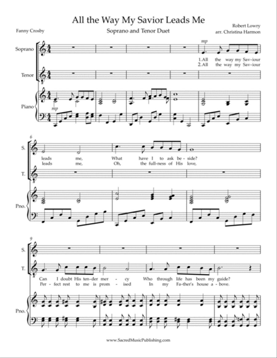 All the Way My Savor Leads Me - Soprano and Tenor Duet with Keyboard High Voice scores gallery preview page 2