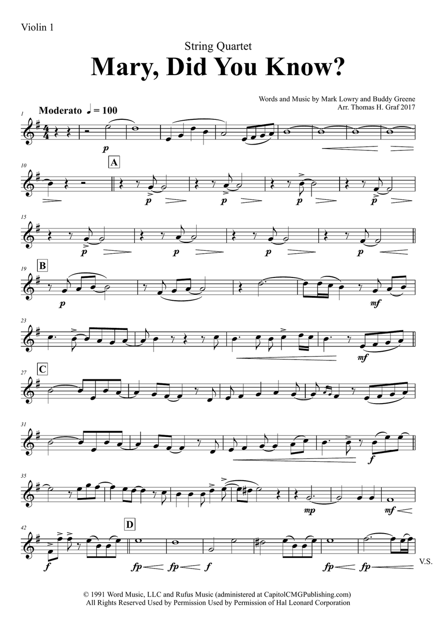 Mary, Did You Know? String Quartet scores gallery preview page 5