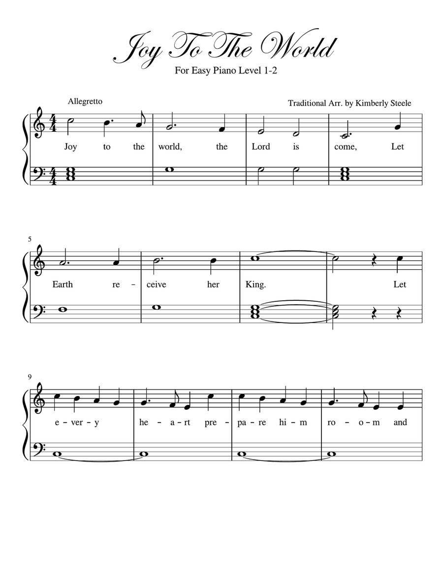 Easy joy to the world sales piano