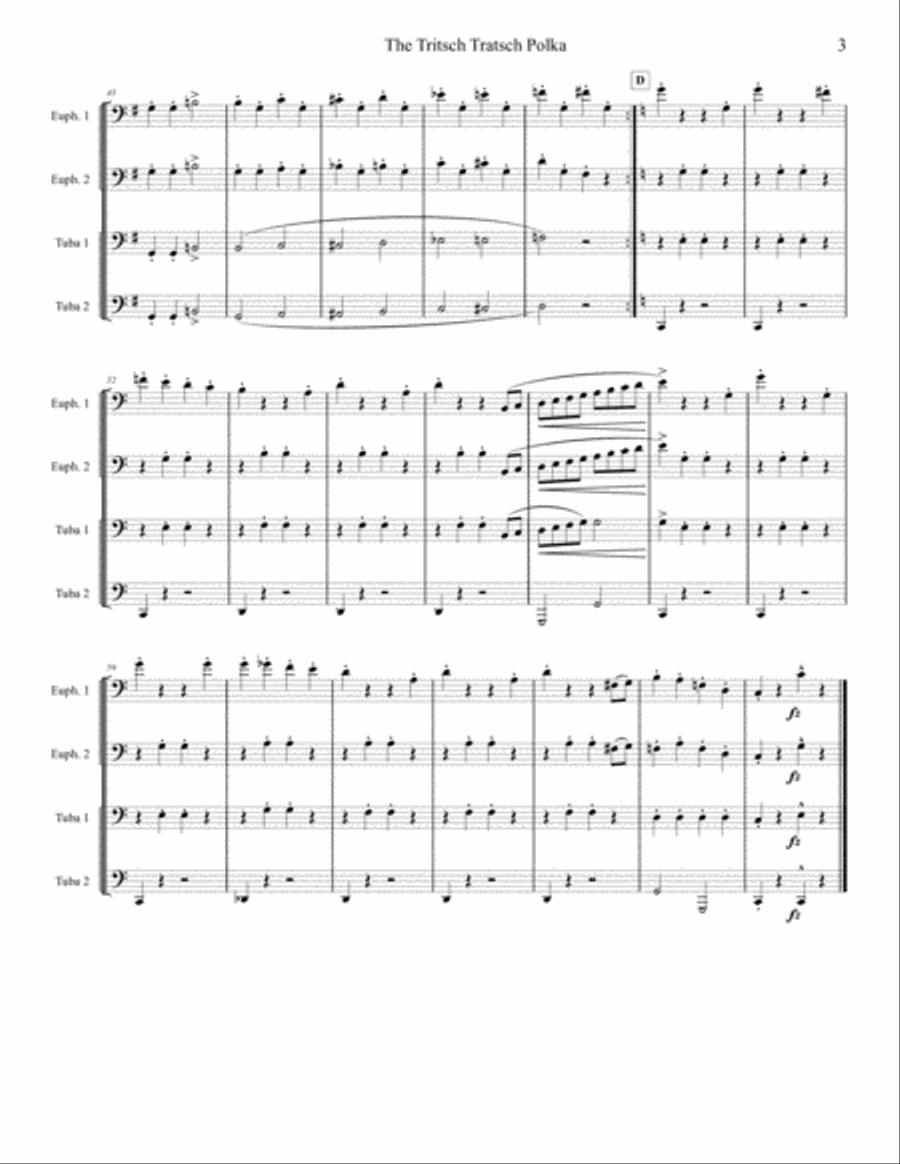 Tritsch Tratsch Polka- Tuba/Euphonium Quartet Brass Ensemble scores gallery preview page 3