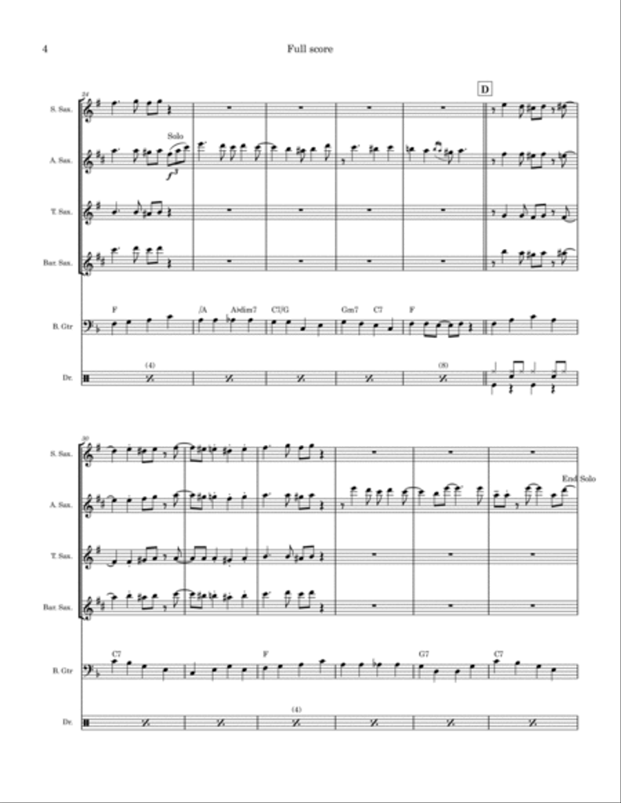 The Glow Worm Saxophone Quartet scores gallery preview page 4