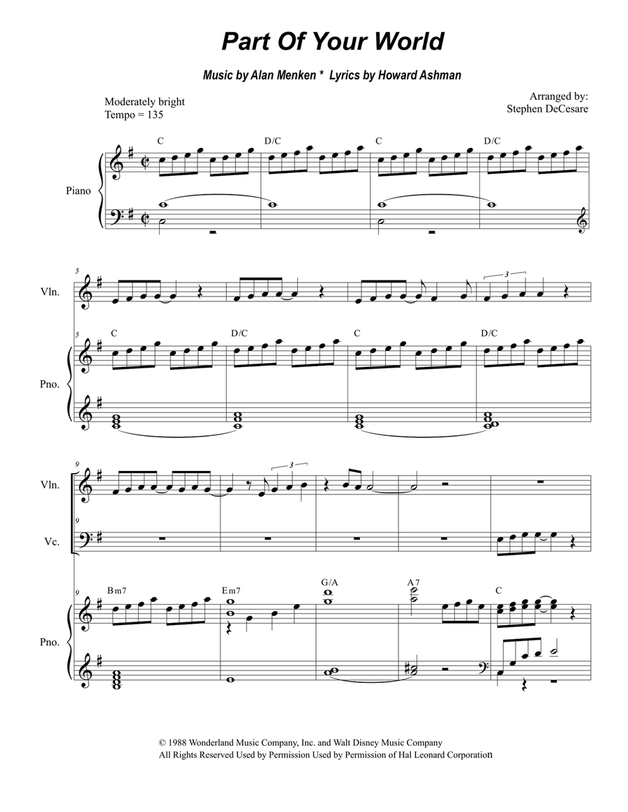 Part Of Your World Piano Trio scores gallery preview page 1