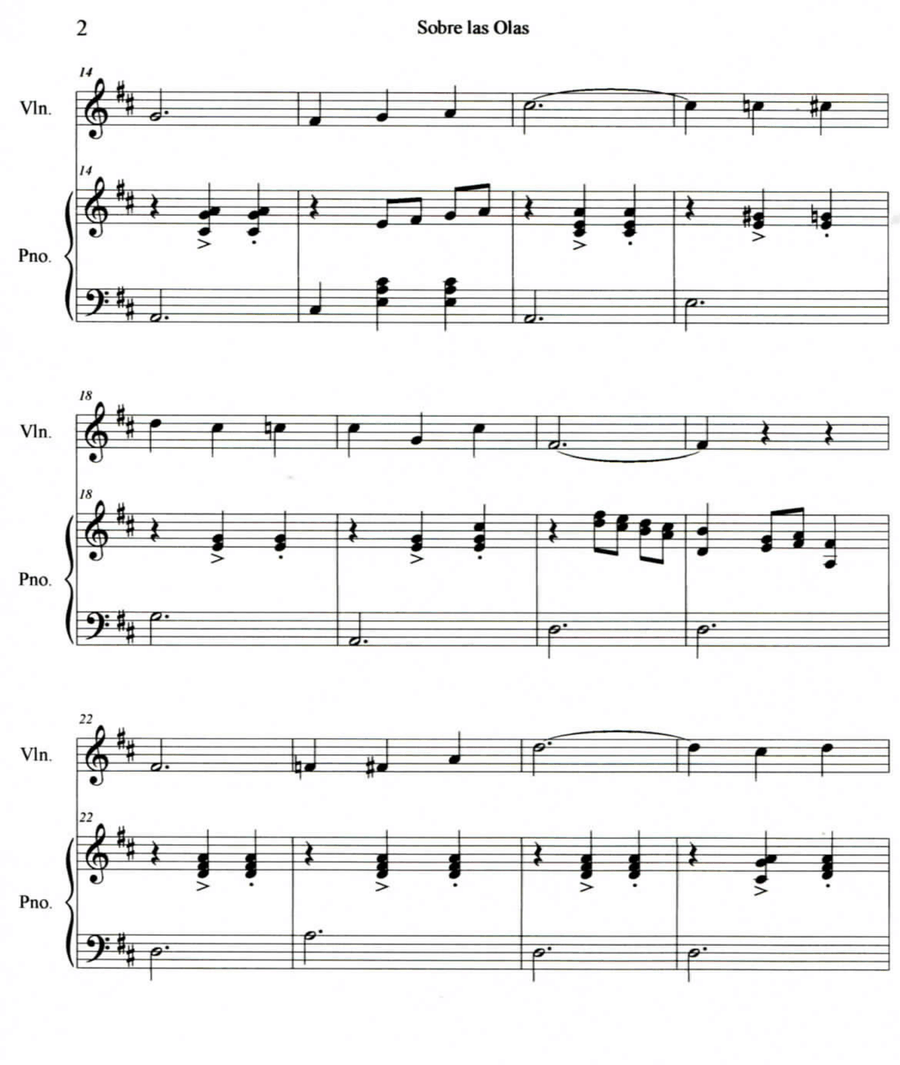 Sobre las Olas Violin Solo scores gallery preview page 2