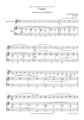 Pachelbel's Canon - Clarinet - C major (concert)