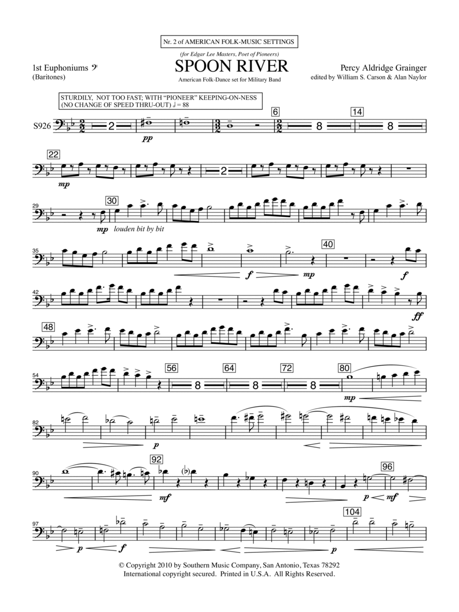Spoon River - Euphonium 1 Concert Band scores gallery preview page 1