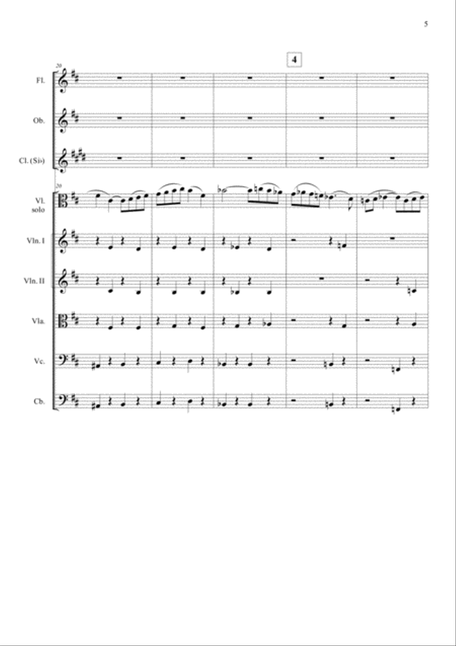 Shchostakobich - Adagio from The Limpid Stream for viola solo String Orchestra scores gallery preview page 5