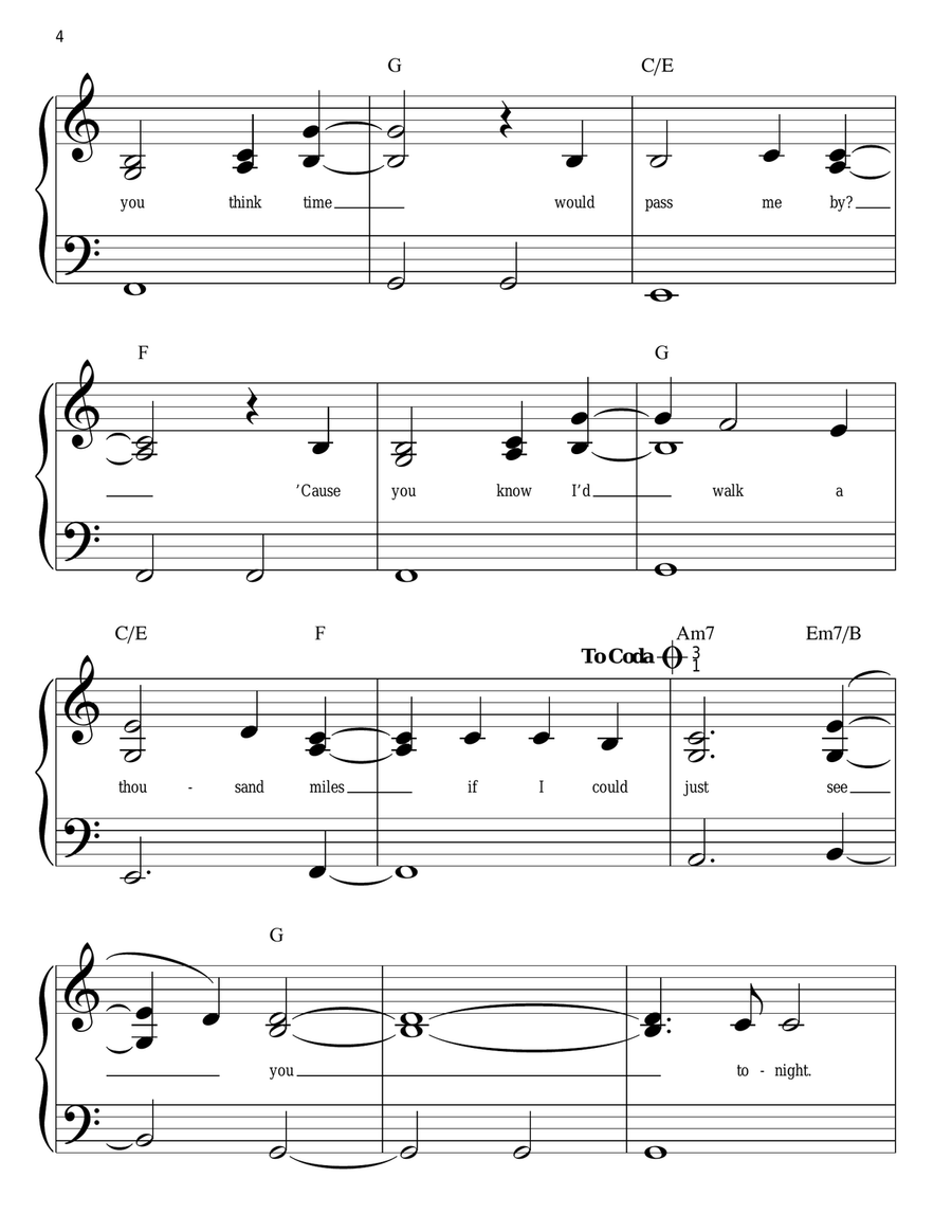 A Thousand Miles Easy Piano scores gallery preview page 4
