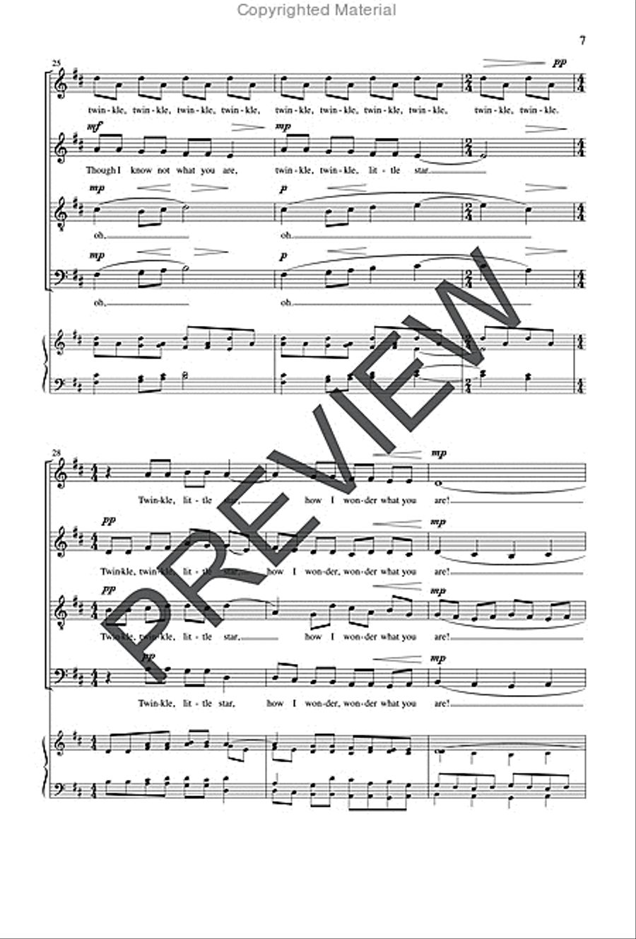 Twinkle, Twinkle, Little Star - SATB edition image number null