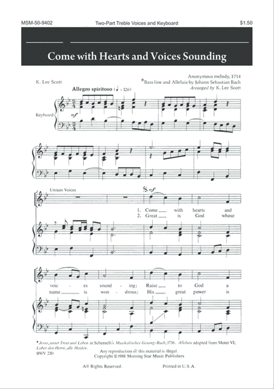 Come with Hearts and Voices Sounding Unison Choir scores gallery preview page 2