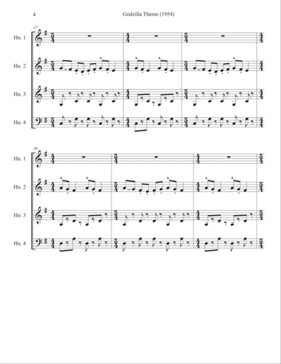 Godzilla Main Title (godzilla 1954) Brass Ensemble scores gallery preview page 4