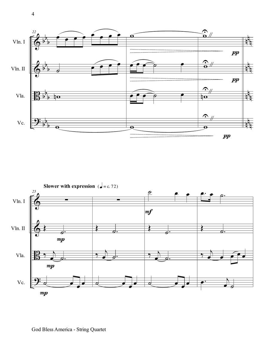 God Bless America God Bless America String Quartet scores gallery preview page 5