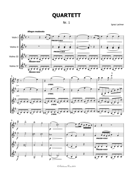 Violin Quartet,by Lachner,Op.107,in G Major image number null