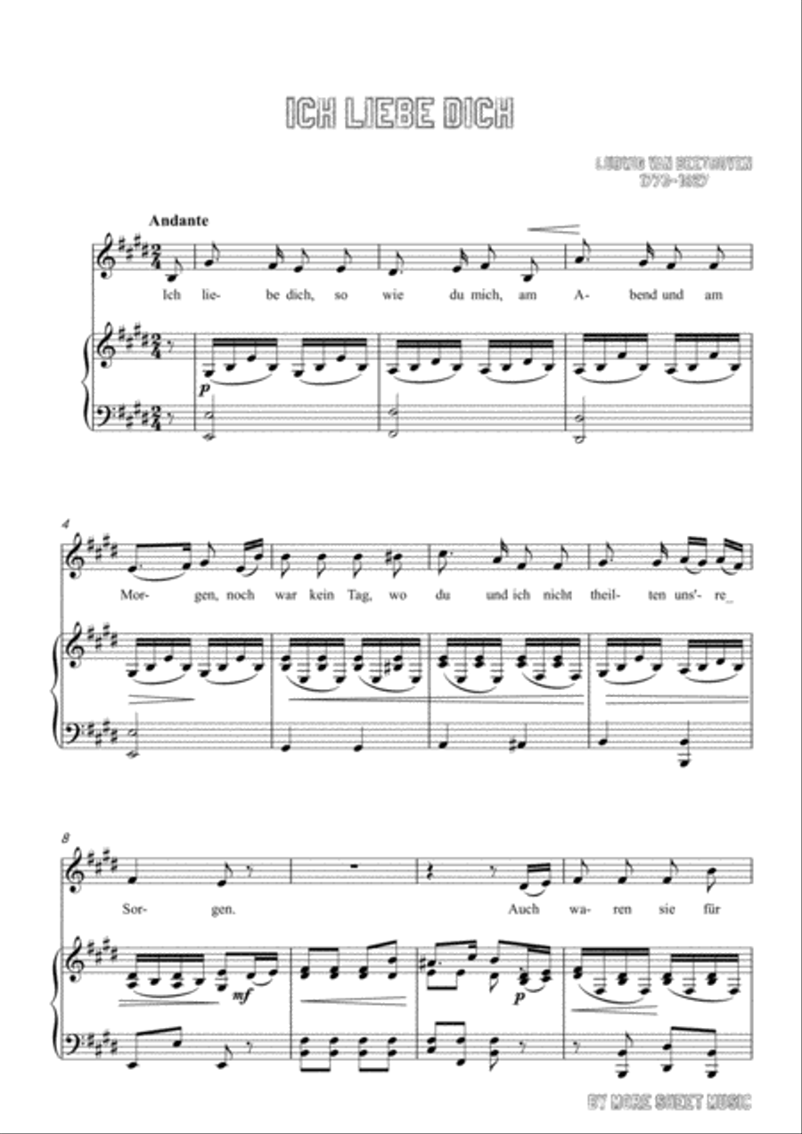 Beethoven-Ich liebe dich in E Major,for voice and piano Voice Solo scores gallery preview page 3