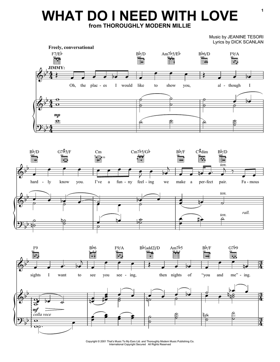 What Do I Need With Love (from Thoroughly Modern Millie) Piano, Vocal, Guitar scores gallery preview page 1