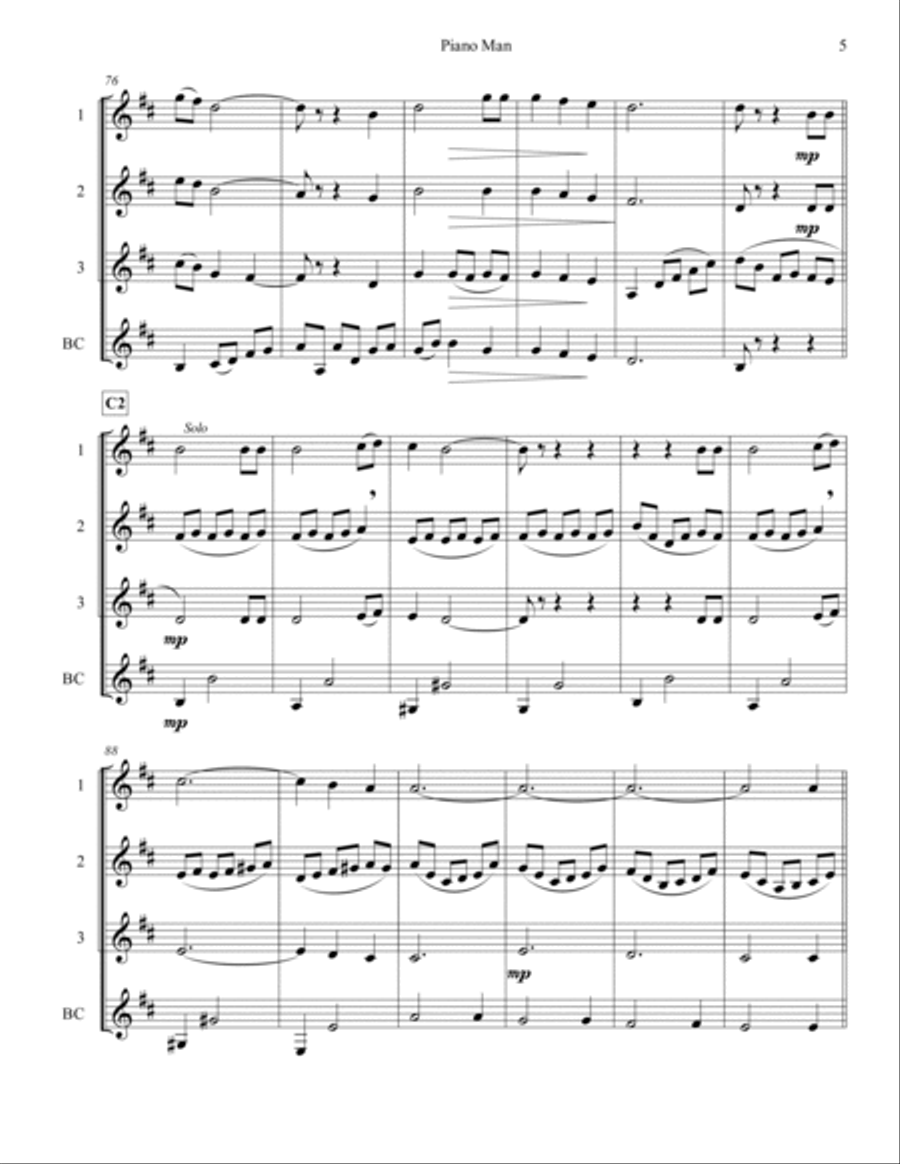 Piano Man Woodwind Ensemble scores gallery preview page 5