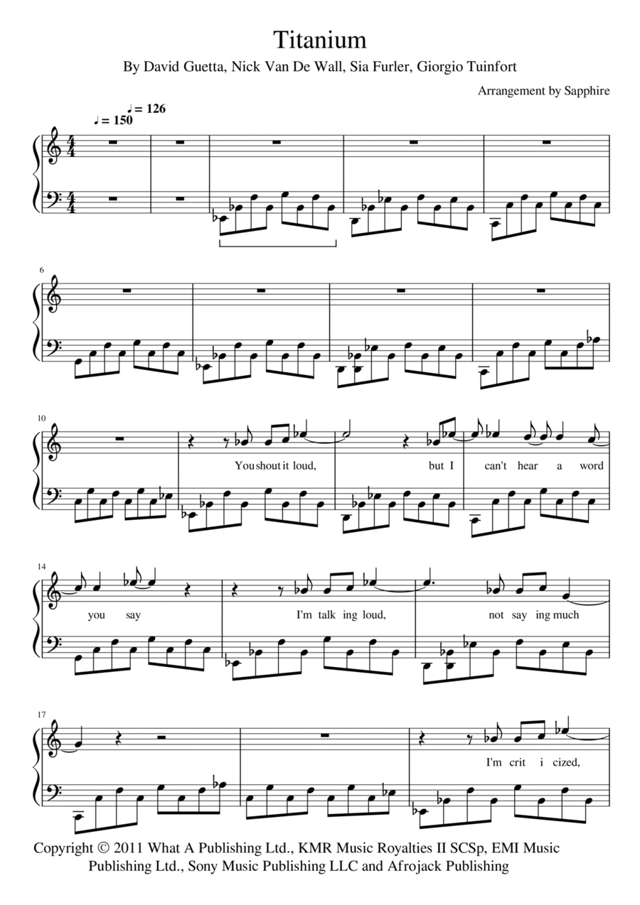 Titanium Titanium Piano Solo scores gallery preview page 1