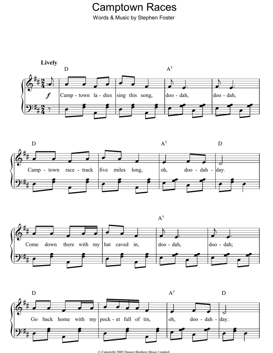 The Camptown Races Easy Piano scores gallery preview page 1