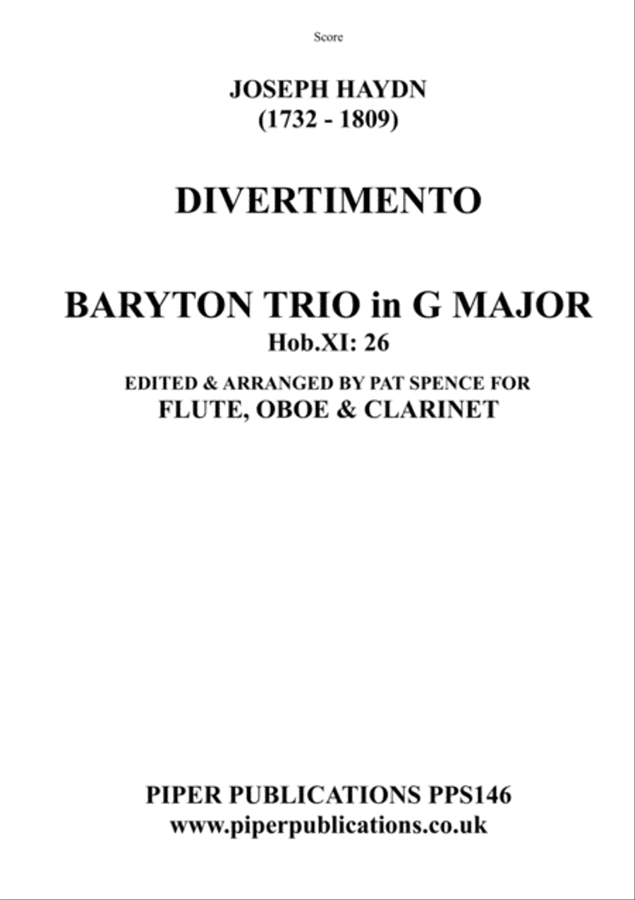 HAYDN DIVERTIMENTO IN G MAJOR Woodwind Trio scores gallery preview page 1