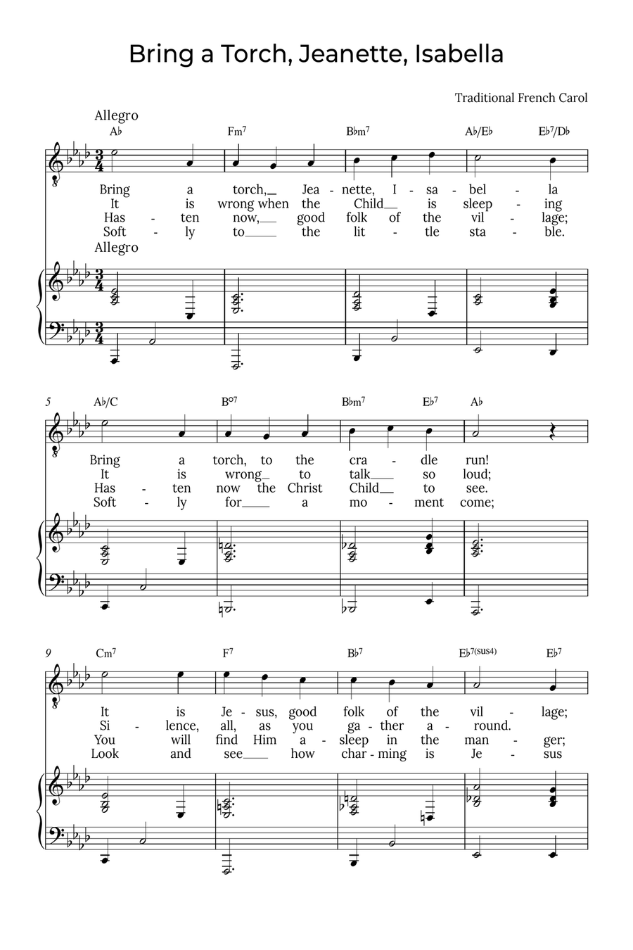 Bring a Torch, Isabella - Baritone with chords in Ab, Jeanette Voice Solo scores gallery preview page 1