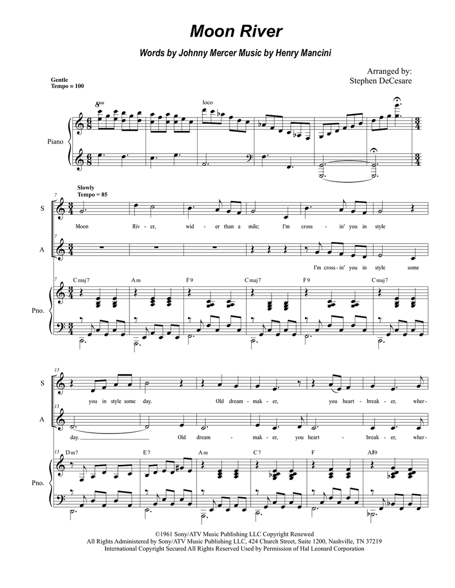 Moon River Vocal Duet scores gallery preview page 1