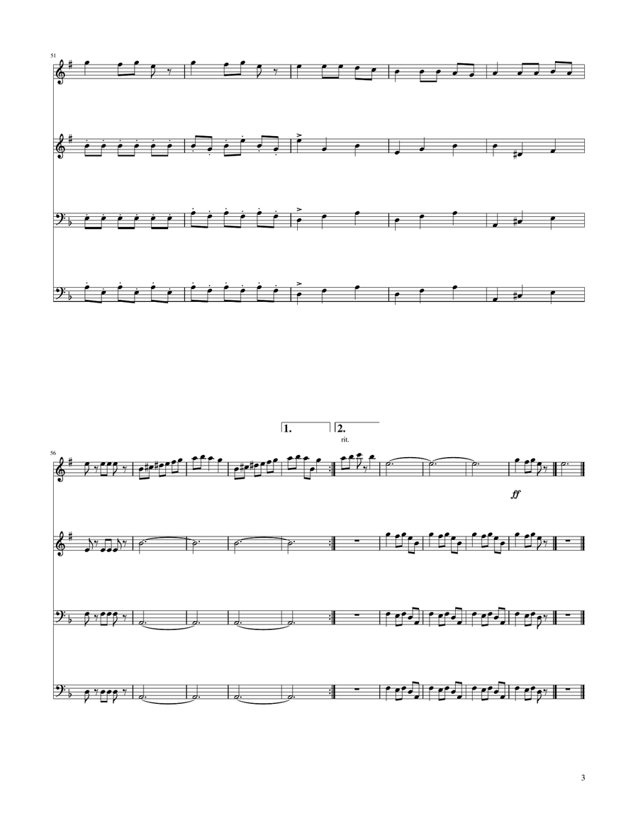 Carol of The Bells - Brass Quartet Brass Quartet scores gallery preview page 3