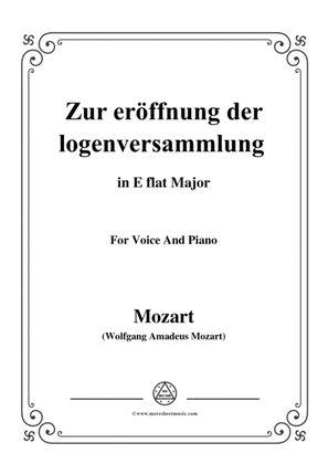 Mozart-Zur eröffnung der logenversammlung,in E flat Major,for Voice and Piano