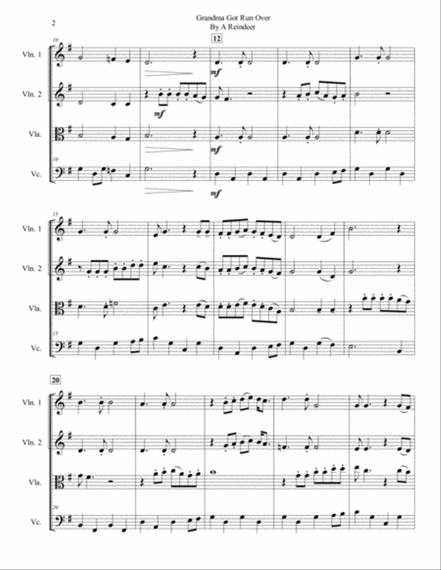 Grandma Got Run Over By A Reindeer String Quartet scores gallery preview page 3