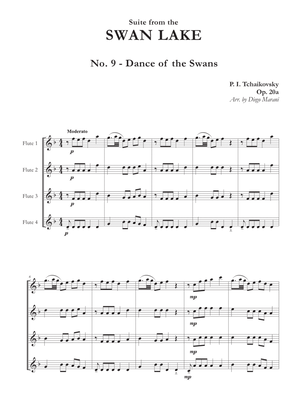 Book cover for "Dance of the Swans" from Swan Lake Suite for Flute Quartet