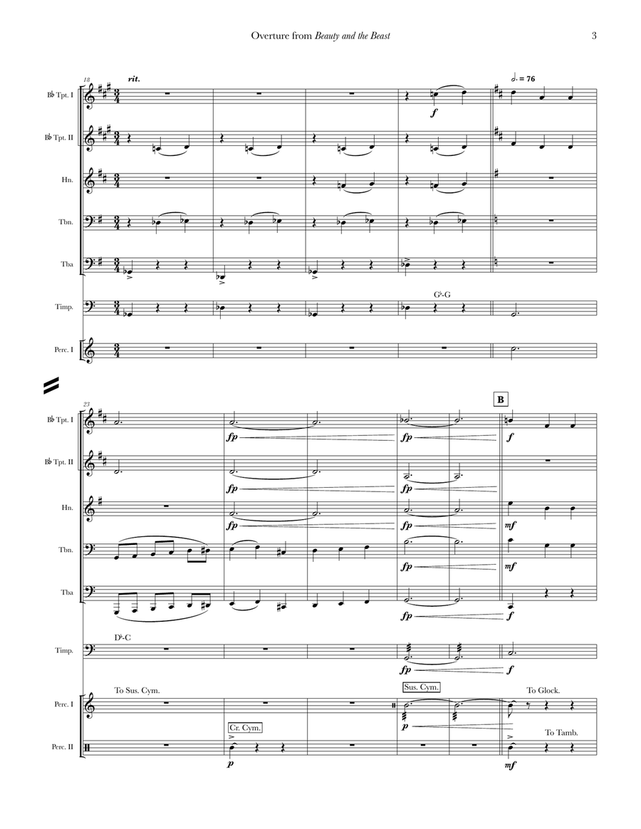 Beauty And The Beast Overture Brass Quintet scores gallery preview page 4