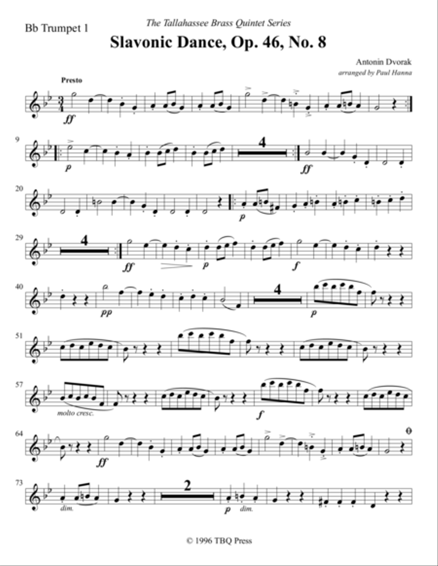 Slavonic Dance, Op. 46, No. 8 Brass Ensemble scores gallery preview page 2