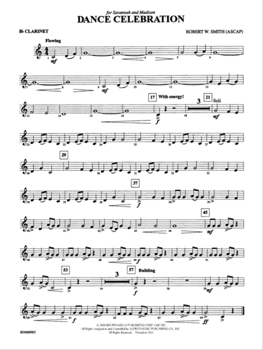 Dance Celebration: 1st B-flat Clarinet Concert Band scores gallery preview page 1