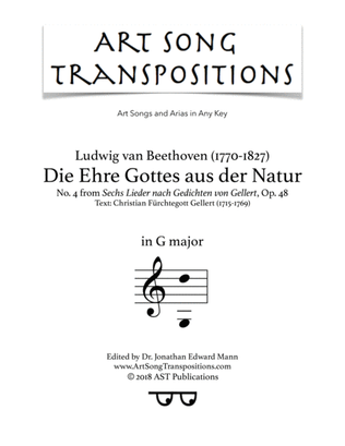 BEETHOVEN: Die Ehre Gottes aus der Natur, Op. 48 no. 4 (transposed to G major)