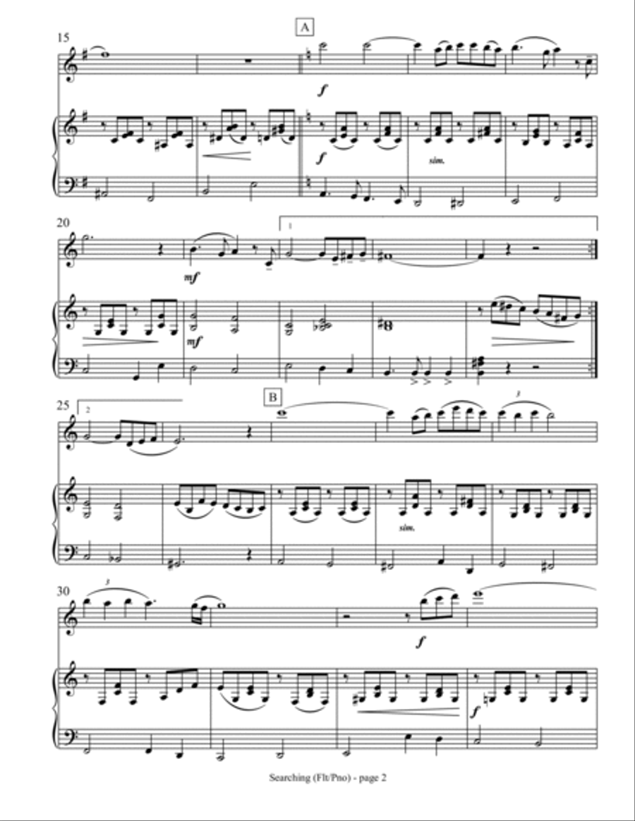Searching (for Flute and Piano) Flute Solo scores gallery preview page 3