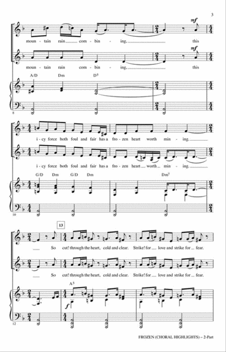 Frozen (Choral Highlights) 2-Part scores gallery preview page 3